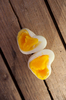 heart shaped eggs on a old woo